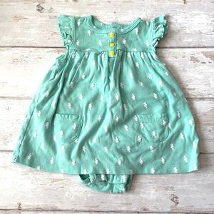 Carters 9m Baby Girl Teal Seahorses Print Summer Sun Dress Romper One Piece